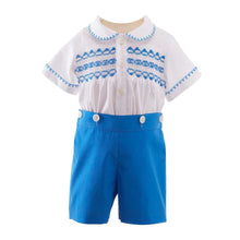 Load image into Gallery viewer, Boy French Blue Smocked Set
