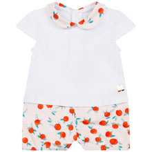 Load image into Gallery viewer, Baby Girl One Piece Shortie with Orange Print
