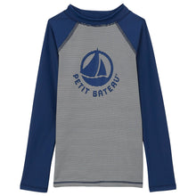 Load image into Gallery viewer, Petit Bateau Logo Navy Stripe Rash Guard
