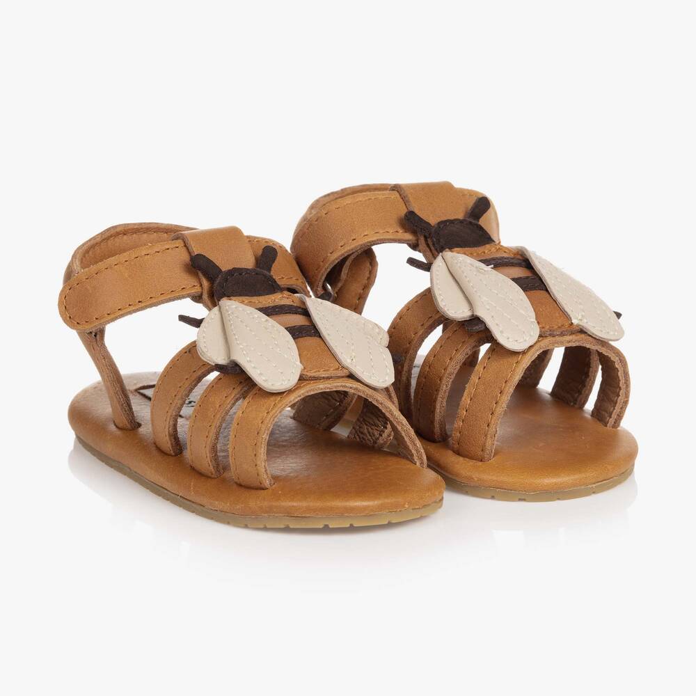 donsje brown leather bee baby sandals 486266