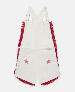 Dungaree Short Overalls with Star Patches and Fringe