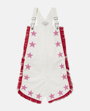 Load image into Gallery viewer, Dungaree Short Overalls with Star Patches and Fringe
