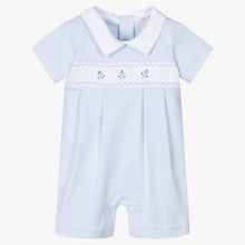 Load image into Gallery viewer, Kissy Kissy Hand-Smocked Anchor Short Playsuit
