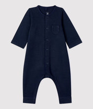 Load image into Gallery viewer, Petit Bateau Navy Front Snap Romper
