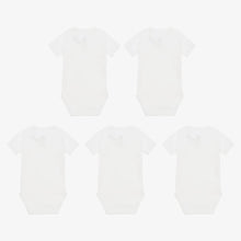 Load image into Gallery viewer, White Short Sleeve Crossover Onesie- 5 Pack
