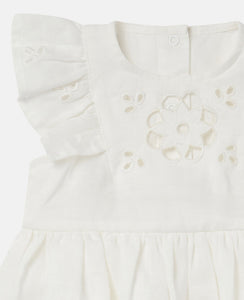 White Baby Dress with Broderie Anglaise and Frills