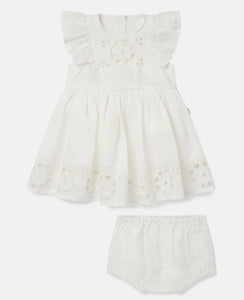 White Baby Dress with Broderie Anglaise and Frills